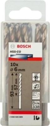 Сверла по металлу BOSCH HSS-CO кобальтовое 6.0 х 57/93 мм (уп.10шт) [2608585889]