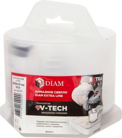 Сверло алмазное DIAM 100x35xМ14 Extra Line V-TECH [320279]