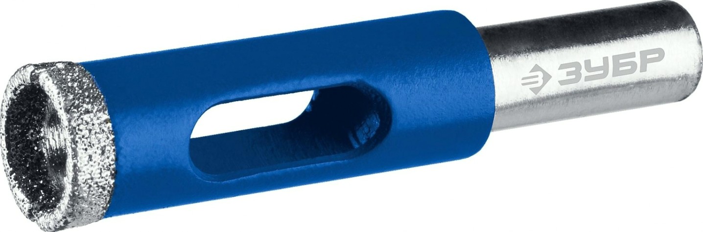 Сверло алмазное ЗУБР ПРОФЕССИОНАЛ трубчатое по стеклу и кафелю, d=24 мм, зерно р 100 [29860-24]