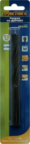 Сверло по дереву ПРАКТИКА 12х140 мм, W серия профи [775-648]