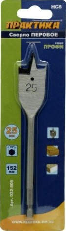 Сверло по дереву ПРАКТИКА перовое 25х152 мм [032-805]
