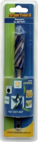 Сверло по дереву ПРАКТИКА винтовое 16х165 мм 037-657 [037-657]