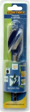 Сверло по дереву ПРАКТИКА винтовое 30х165 мм 037-732 [037-732]