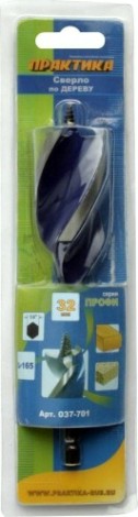 Сверло по дереву ПРАКТИКА винтовое 32х165 мм 037-701 [037-701]