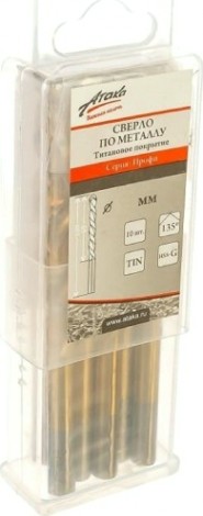 Сверло по металлу АТАКА 5,5х57х93 Профи 5,5мм титан 10шт бокс [8076950]