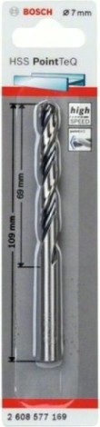 Сверло по металлу BOSCH 7,0 х 69/109 мм, HSS PointTeQ с шестигранным хвостовиком [2608577531]