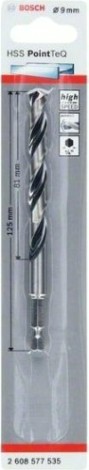 Сверло по металлу BOSCH 9,0 х 75/117 мм, HSS PointTeQ с шестигранным хвостовиком [2608577535]