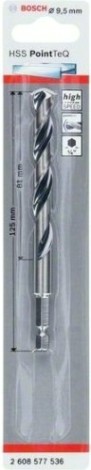 Сверло по металлу BOSCH 9,5 х 81/125 мм, HSS PointTeQ с шестигранным хвостовиком [2608577536]