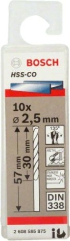 Сверло по металлу BOSCH HSS-CO 2.5 мм 10шт [2608585875]