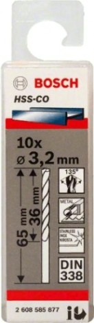 Сверло по металлу BOSCH HSS-CO 3.2 мм 10шт [2608585877]