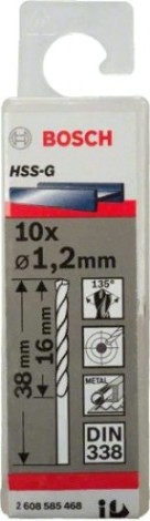 Сверло по металлу BOSCH HSS-G 1 мм 10шт [2608595049]