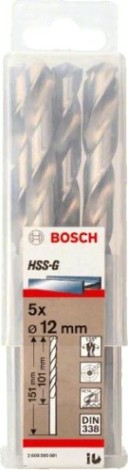 Сверло по металлу BOSCH HSS-G 12 мм 5шт [2608595081]