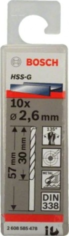 Сверло по металлу BOSCH HSS-G 2.6 мм 10шт [2608585478]
