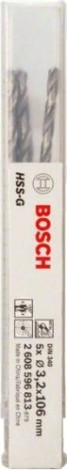 Сверло по металлу BOSCH HSS-G 3.2x69 мм 5шт удлиненных [2608596813]