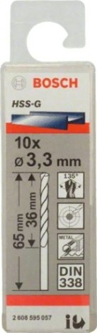 Сверло по металлу BOSCH HSS-G 3.3 мм 10шт [2608595057]