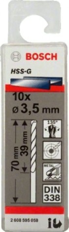 Сверло по металлу BOSCH HSS-G 3.5 мм 10шт [2608595058]