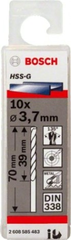 Сверло по металлу BOSCH HSS-G 3.7 мм 10шт [2608585483]