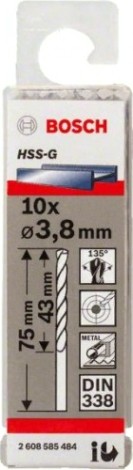 Сверло по металлу BOSCH HSS-G 3.8 мм 10шт [2608585484]