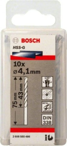 Сверло по металлу BOSCH HSS-G 4.1 мм 10шт [2608585486]