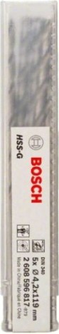 Сверло по металлу BOSCH HSS-G 4.2x78 мм 5шт удлиненных [2608596817]