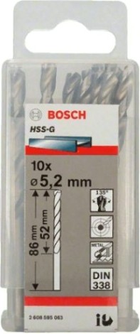 Сверло по металлу BOSCH HSS-G 5.2 мм 10шт [2608595063]