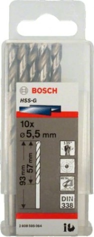 Сверло по металлу BOSCH HSS-G 5.5 мм 10шт [2608595064]