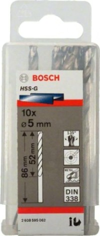 Сверло по металлу BOSCH HSS-G 5 мм 10шт [2608595062]