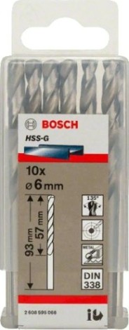 Сверло по металлу BOSCH HSS-G 6 мм 10шт [2608595066]