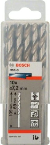 Сверло по металлу BOSCH HSS-G 7.2 мм 10шт [2608595337]