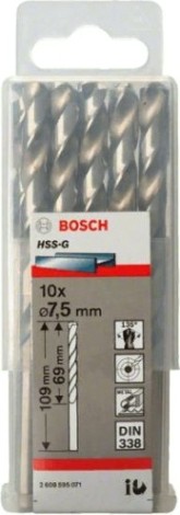 Сверло по металлу BOSCH HSS-G 7.5 мм 10шт [2608595071]
