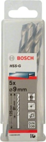 Сверло по металлу BOSCH HSS-G 9 мм 5шт [2608595075]