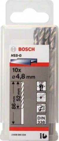 Сверло по металлу BOSCH HSS-G шлифованное 4.8 х 52/86 мм (уп.10шт) [2608595334]