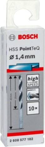 Сверло по металлу BOSCH HSS PointTeQ 1.4 мм 10шт [2608577182]
