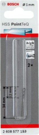 Сверло по металлу BOSCH HSS PointTeQ 1 мм 2шт [2608577153]