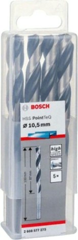 Сверло по металлу BOSCH HSS PointTeQ 10.5 мм 5шт [2608577273]