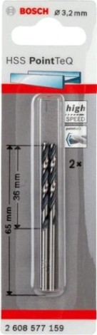 Сверло по металлу BOSCH HSS PointTeQ 3.2 мм 2шт [2608577159]