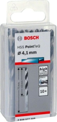 Сверло по металлу BOSCH HSS PointTeQ 4.1 мм 10шт [2608577209]