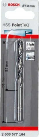 Сверло по металлу BOSCH HSS PointTeQ 4.8 мм [2608577164]