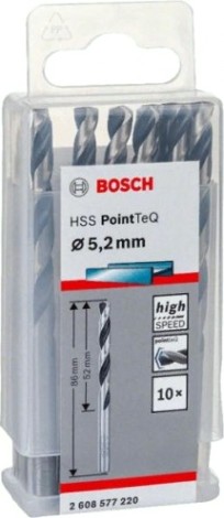 Сверло по металлу BOSCH HSS PointTeQ 5.2 мм 10шт [2608577220]