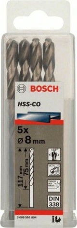 Сверло по металлу BOSCH кобальтовое 8.0 мм (уп5шт) [2608585894]