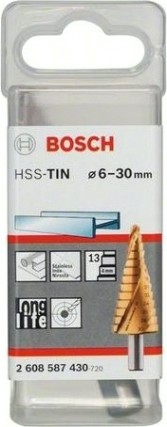 Сверло по металлу BOSCH ступенчатое 6-30 мм HSS-TiN [2608587430]
