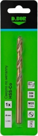 Сверло по металлу D.BOR HSS-Co 4.1х43/75 мм кобальтовое DIN 338 cobalt 5%, [D-TD-338-CO5-041-01]