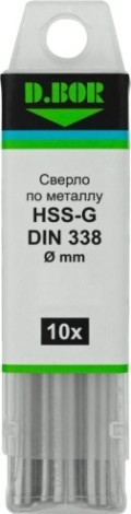 Сверло по металлу D.BOR HSS-G 1.2х16/38 мм шлифованное DIN 338 (10 шт.) [D-TD-338-HSS-012-10]