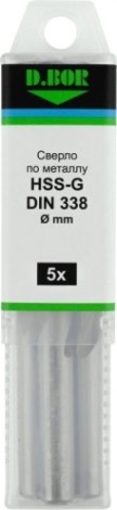 Сверло по металлу D.BOR HSS-G 10.2х87/133 мм шлифованное DIN 338 (5 шт.) [D-TD-338-HSS-102-05]