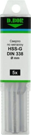 Сверло по металлу D.BOR HSS-G 11.5х94/142 мм шлифованное DIN 338 (5 шт.) [D-TD-338-HSS-115-05]