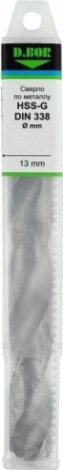 Сверло по металлу D.BOR HSS-G 21.0х140/205 мм шлифованное с хв. 13 мм DIN 338 [D-TD-338-HSS-210-01]