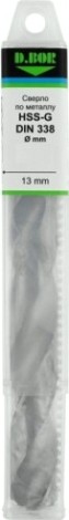 Сверло по металлу D.BOR HSS-G 22.0х140/205 мм шлифованное с хв. 13 мм DIN 338 [D-TD-338-HSS-220-01]