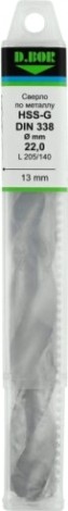 Сверло по металлу D.BOR HSS-G 25.0х140/205 мм шлифованное с хв. 13 мм DIN 338 [D-TD-338-HSS-250-01]