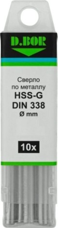 Сверло по металлу D.BOR HSS-G 3.4х39/70 мм шлифованное DIN 338 (10 шт.) [D-TD-338-HSS-034-10]