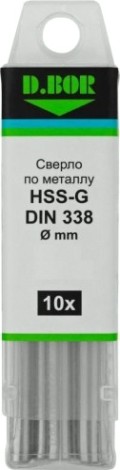 Сверло по металлу D.BOR HSS-G 4.1х43/75 мм шлифованное DIN 338 (10 шт.) [D-TD-338-HSS-041-10]